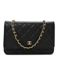 Caviar Quilted Wallet on Chain WOC Black