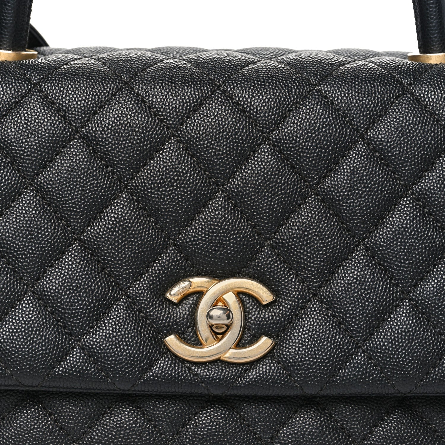 Caviar Quilted Small Coco Chain Handle Flap Black
