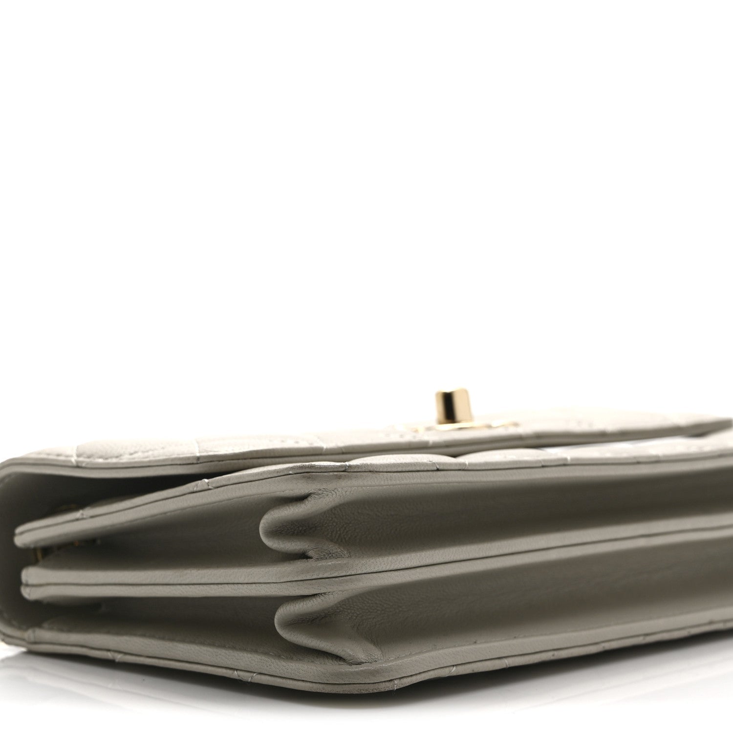 Lambskin Quilted Trendy CC Dual Handle Clutch With Chain Grey
