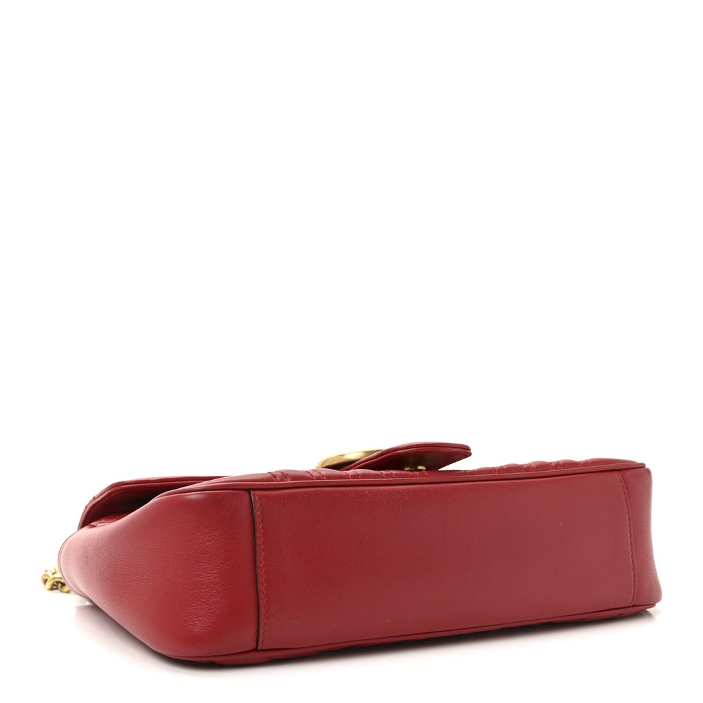 Calfskin Matelasse Small GG Marmont Shoulder Bag Hibiscus Red