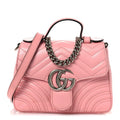 Calfskin Matelasse Mini GG Marmont Top Handle Shoulder Bag Wild Rose