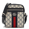 GG Supreme Monogram Textured Calfskin Web Mini Ophidia Messenger Beige Blue