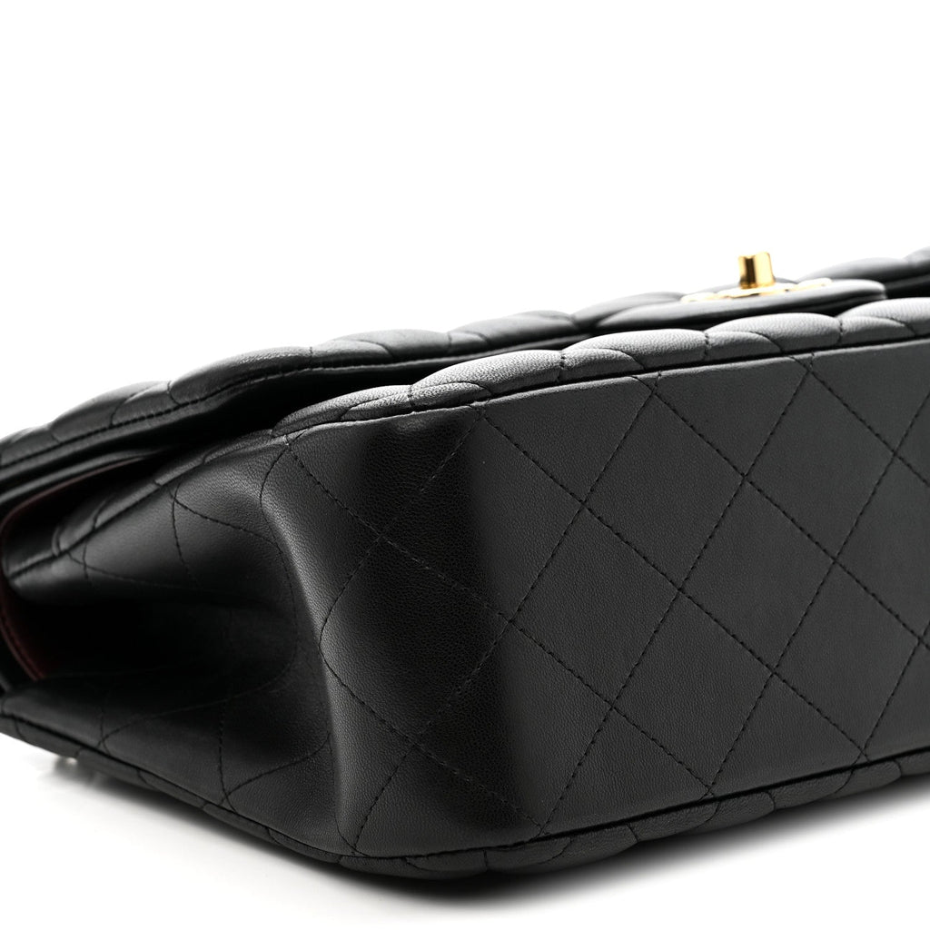 Lambskin Quilted Jumbo Double Flap Black