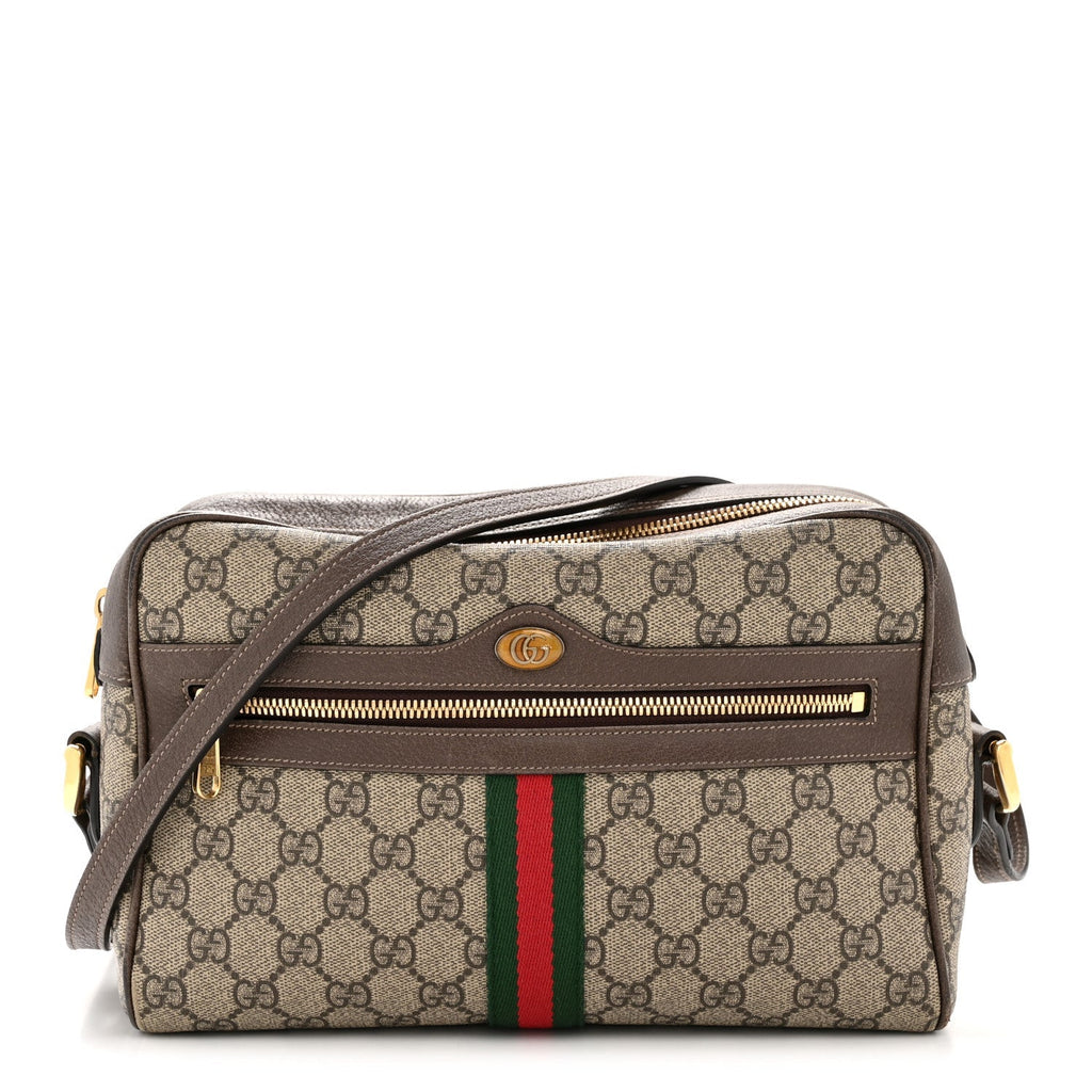 GG Supreme Monogram Web Small Ophidia Shoulder Bag Brown