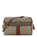 GG Supreme Monogram Web Small Ophidia Shoulder Bag Brown