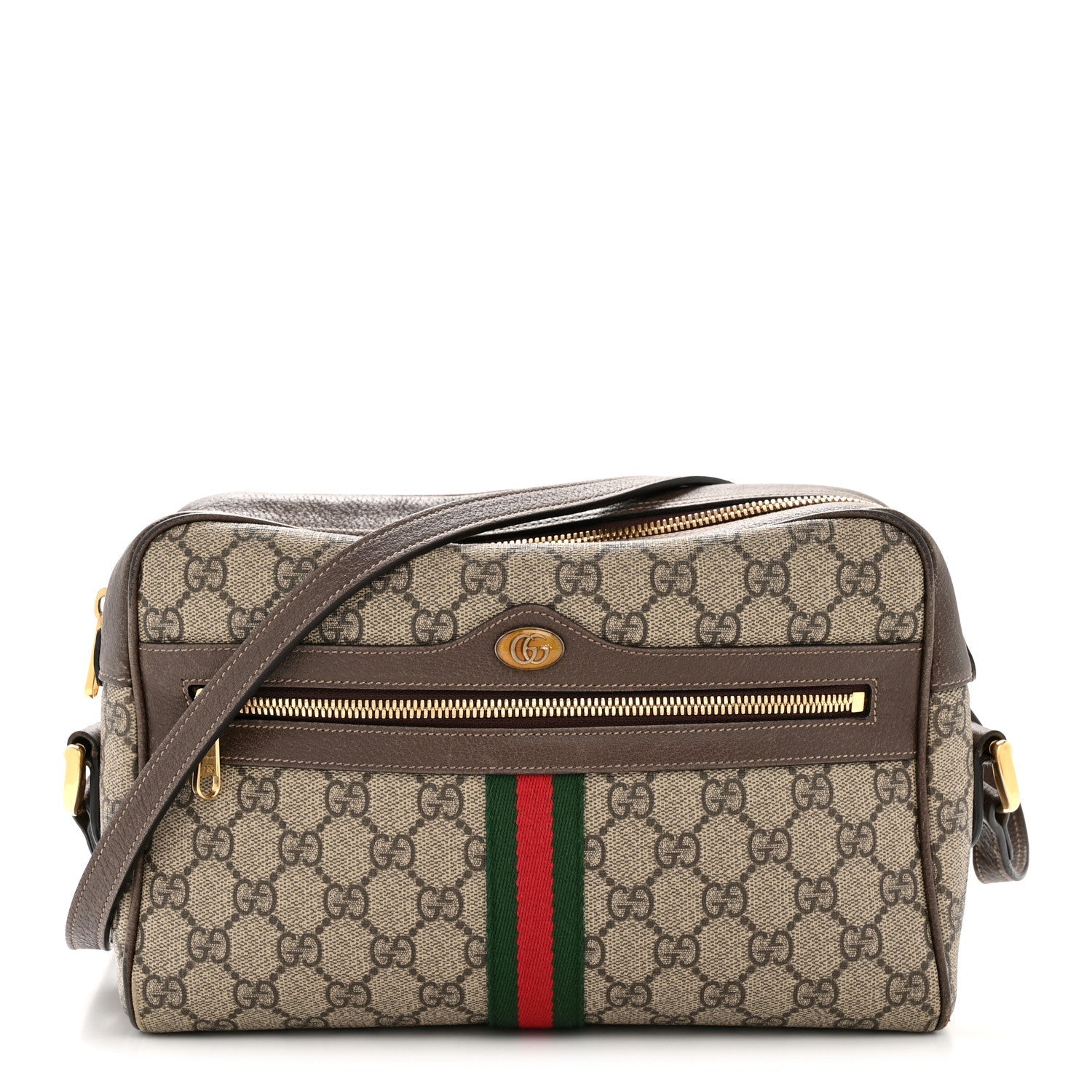 GG Supreme Monogram Web Small Ophidia Shoulder Bag Brown