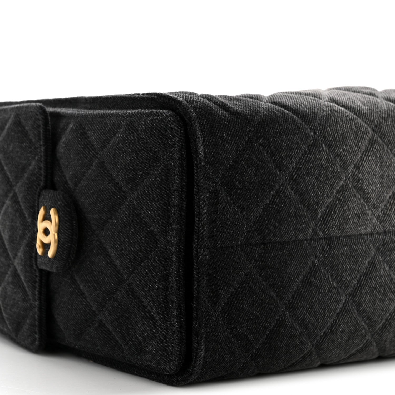 Washed Denim Quilted Small Chanel 25 Handbag Black