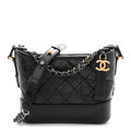 Aged Calfskin Quilted Small Gabrielle Hobo Black
