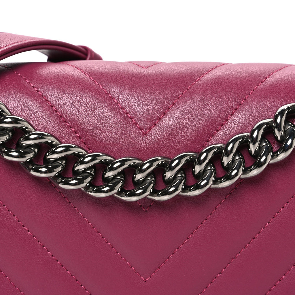 Lambskin Chevron Quilted Medium Boy Flap Dark Pink