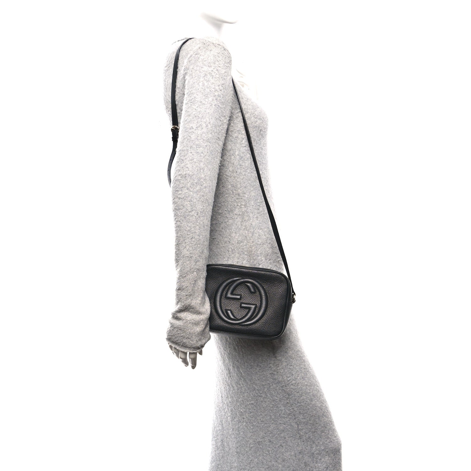 Pebbled Calfskin Small Soho Disco Bag Black