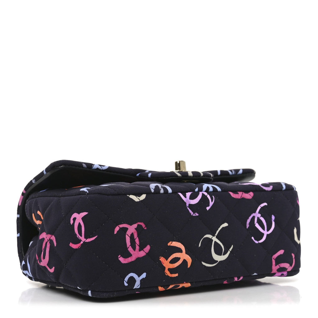 Printed Fabric Quilted Mini Rectangular Flap Black Pink Blue Yellow Orange