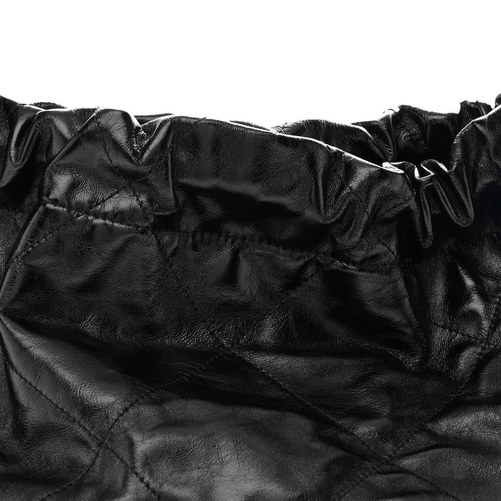 Glazed Calfskin  Quilted Small Chanel 22 Black