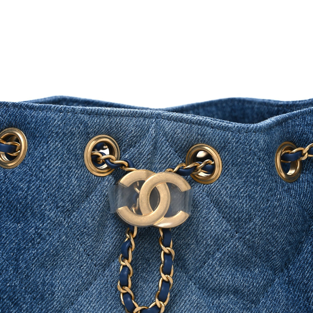 Washed Denim Quilted Mini Chanel 25 Handbag Blue