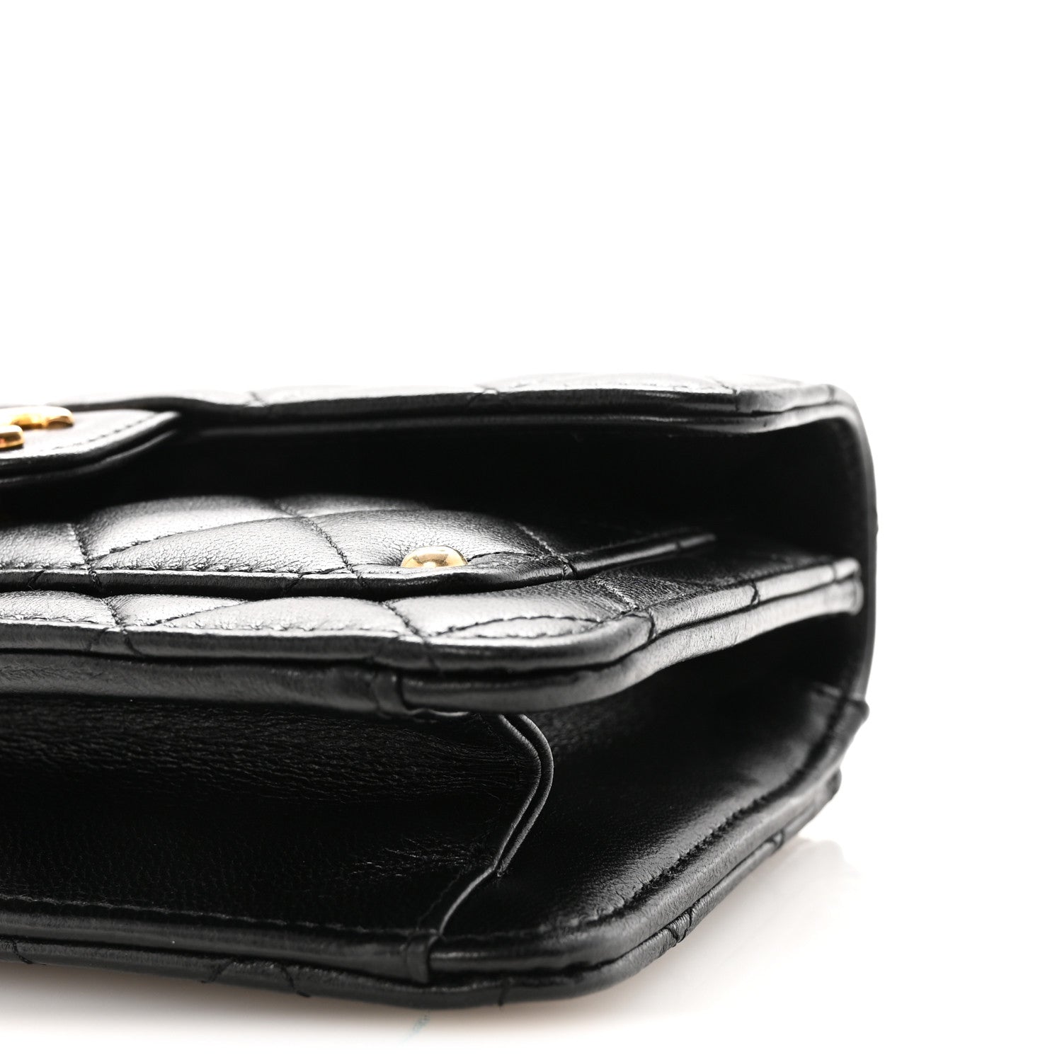 Lambskin Quilted Preppy Satchel Wallet On Chain WOC Black