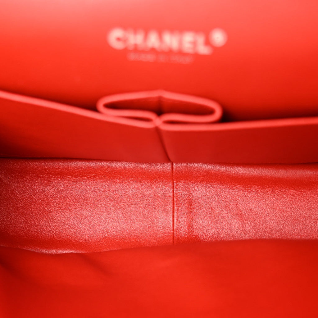 Lambskin Quilted Jumbo Double Flap Red
