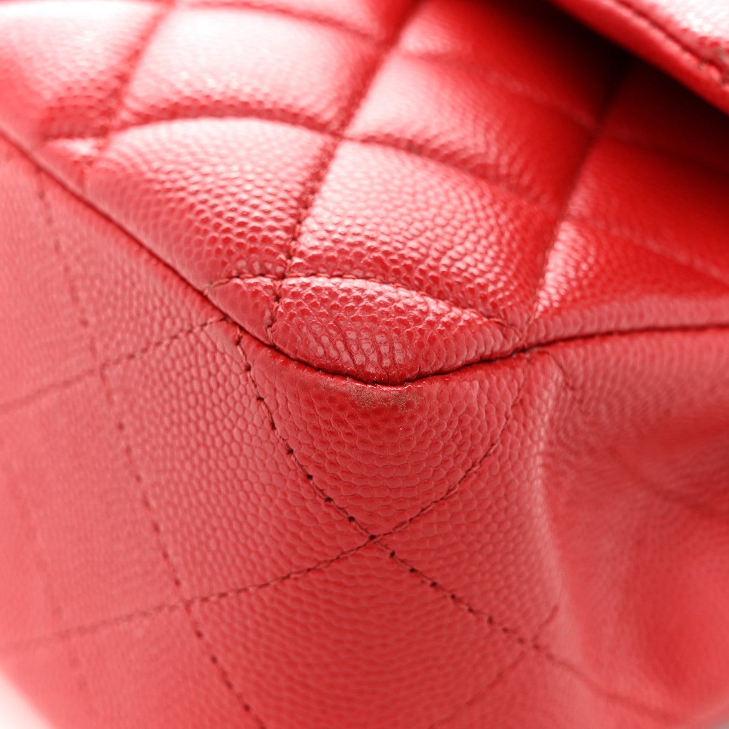 Caviar Quilted Medium Double Flap Red