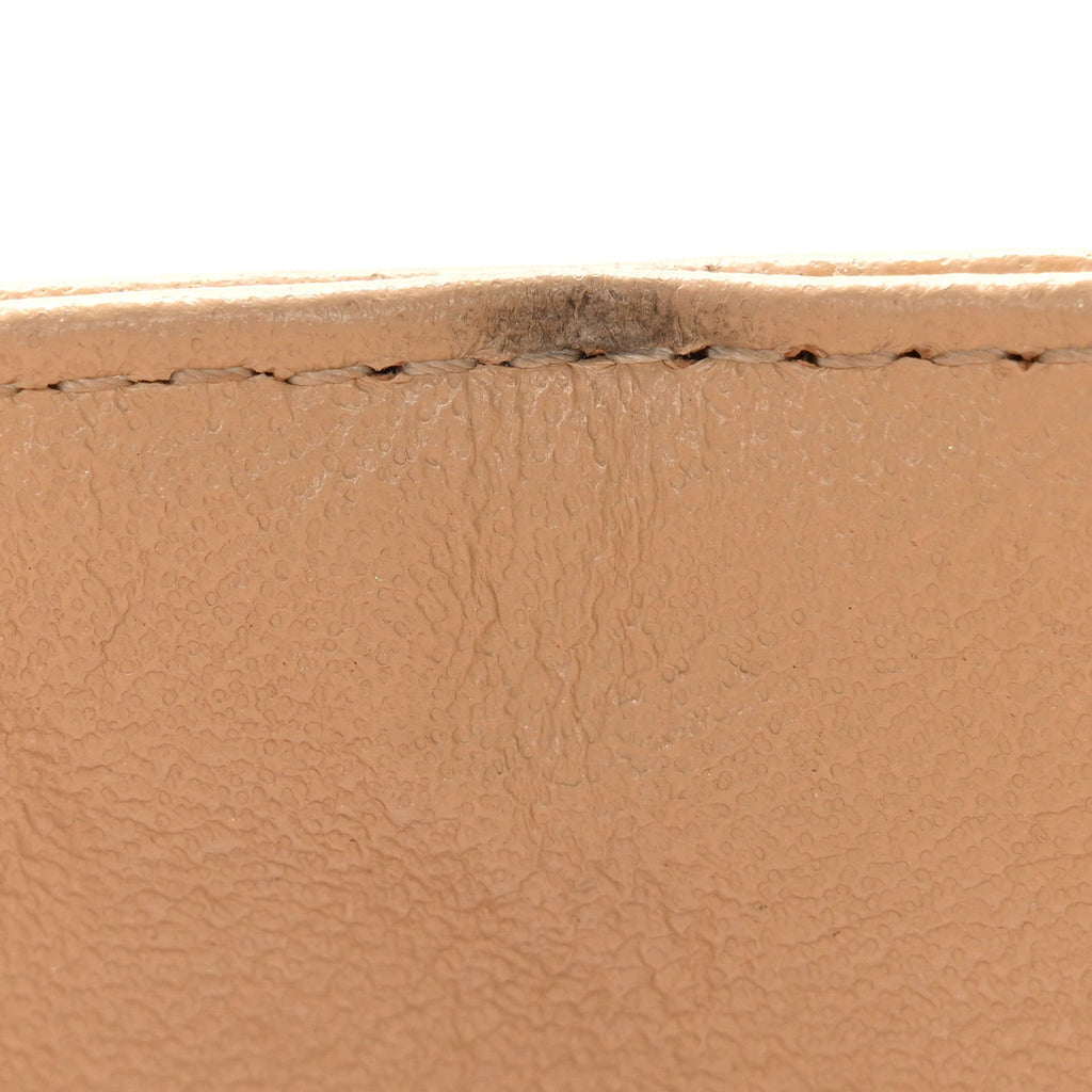 Caviar Quilted Small Double Flap Beige