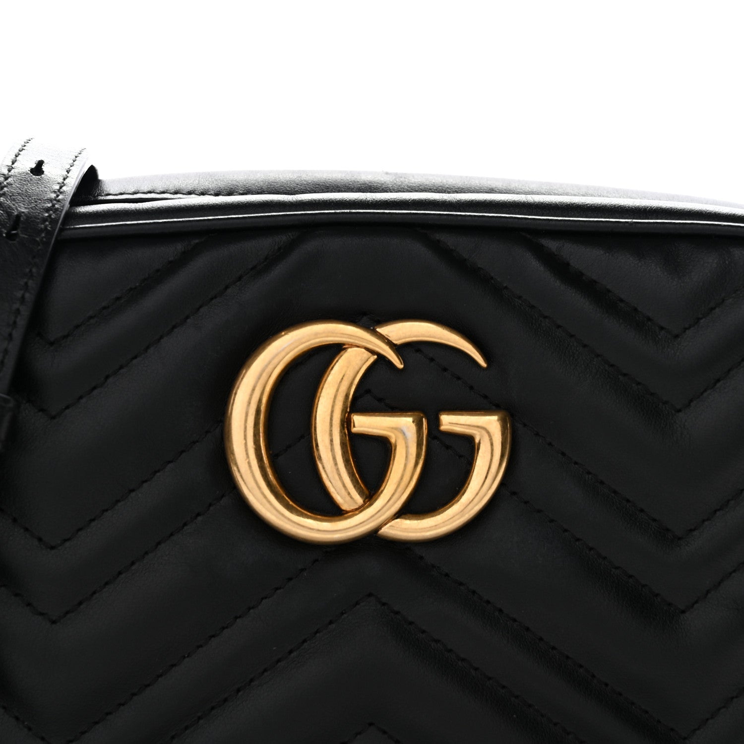 Calfskin Matelasse Small GG Marmont Chain Shoulder Bag Black