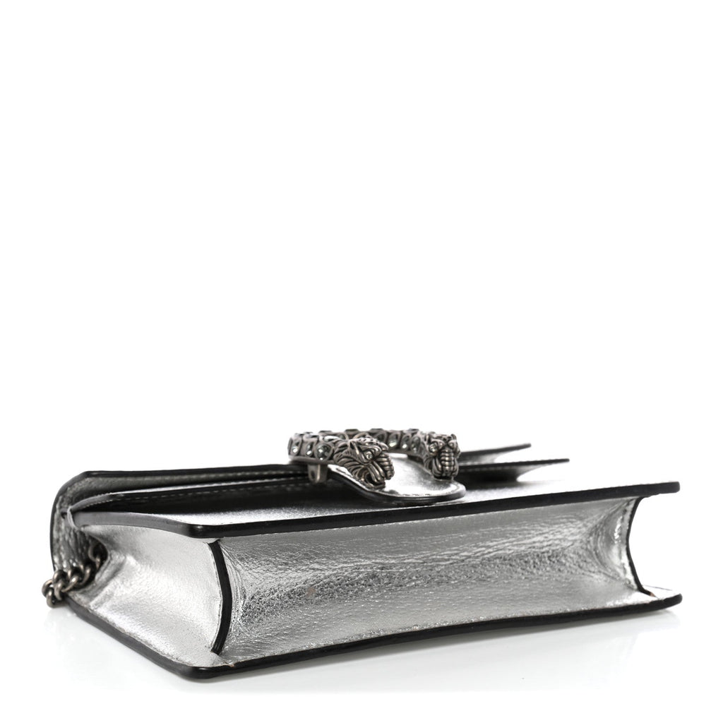 Metallic Calfskin Super Mini Dionysus Shoulder Bag Silver
