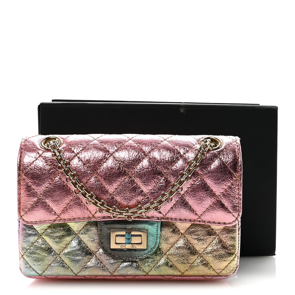 Metallic Goatskin Quilted Mini 2.55 Reissue Flap Multicolor