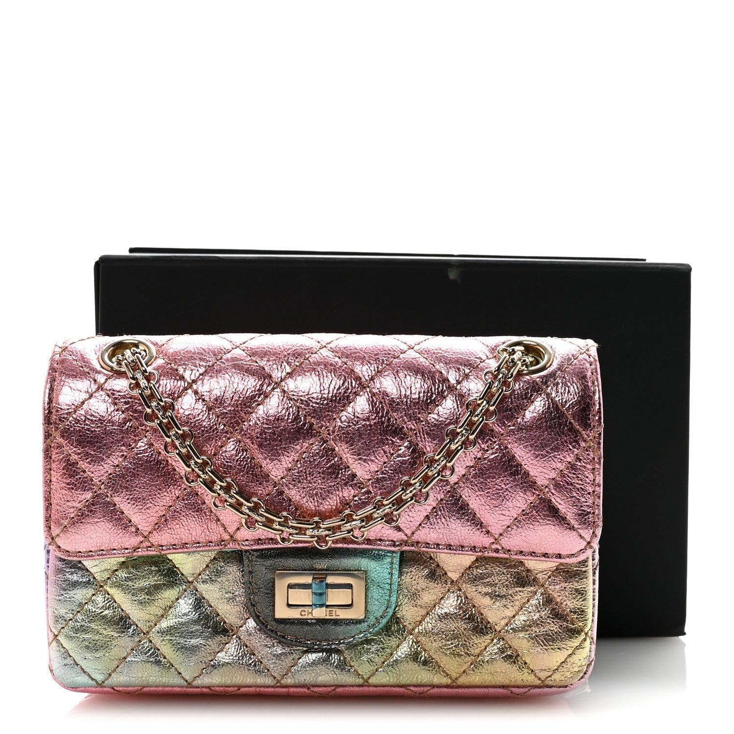 Metallic Goatskin Quilted Mini 2.55 Reissue Flap Multicolor