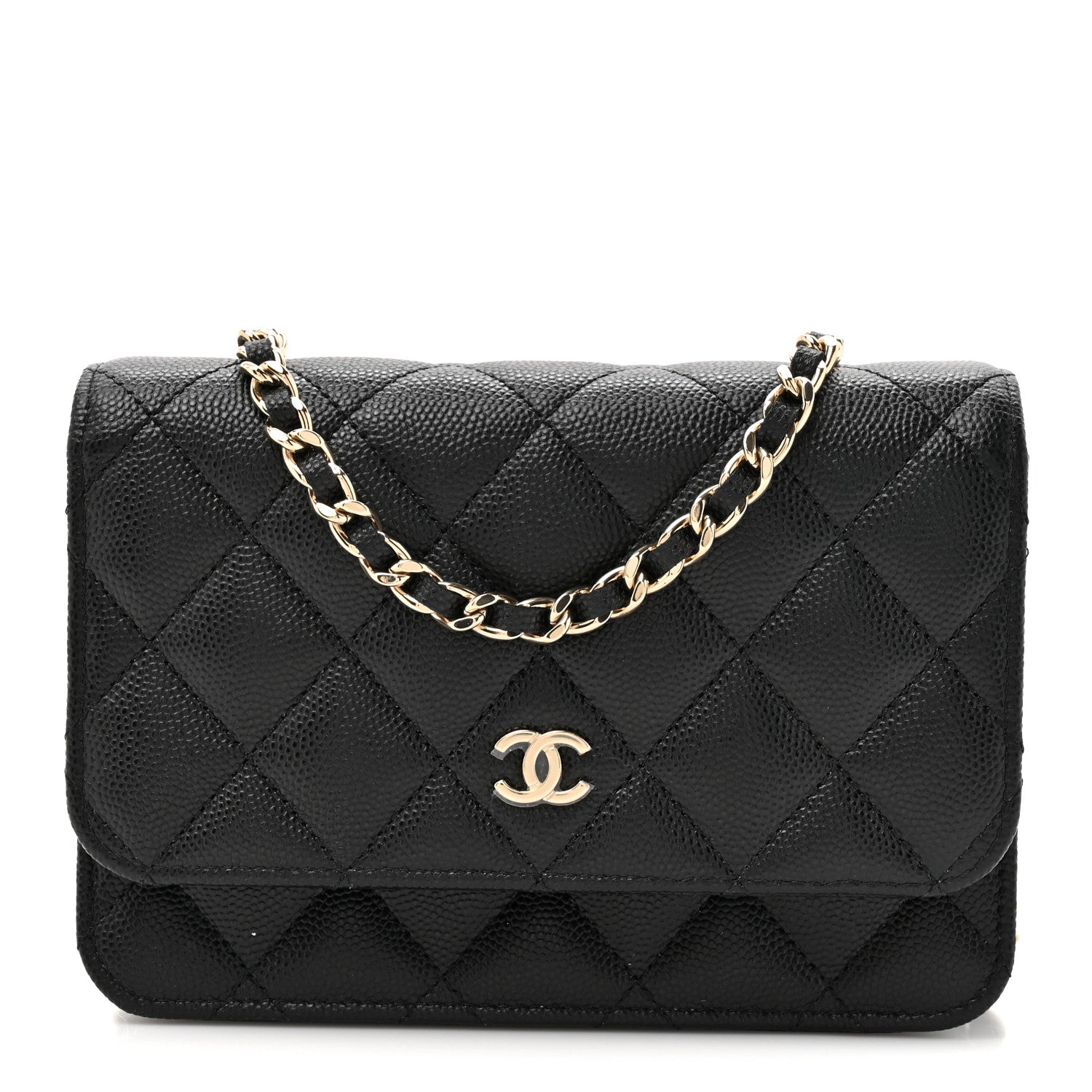 Caviar Quilted Mini Wallet On Chain WOC Black