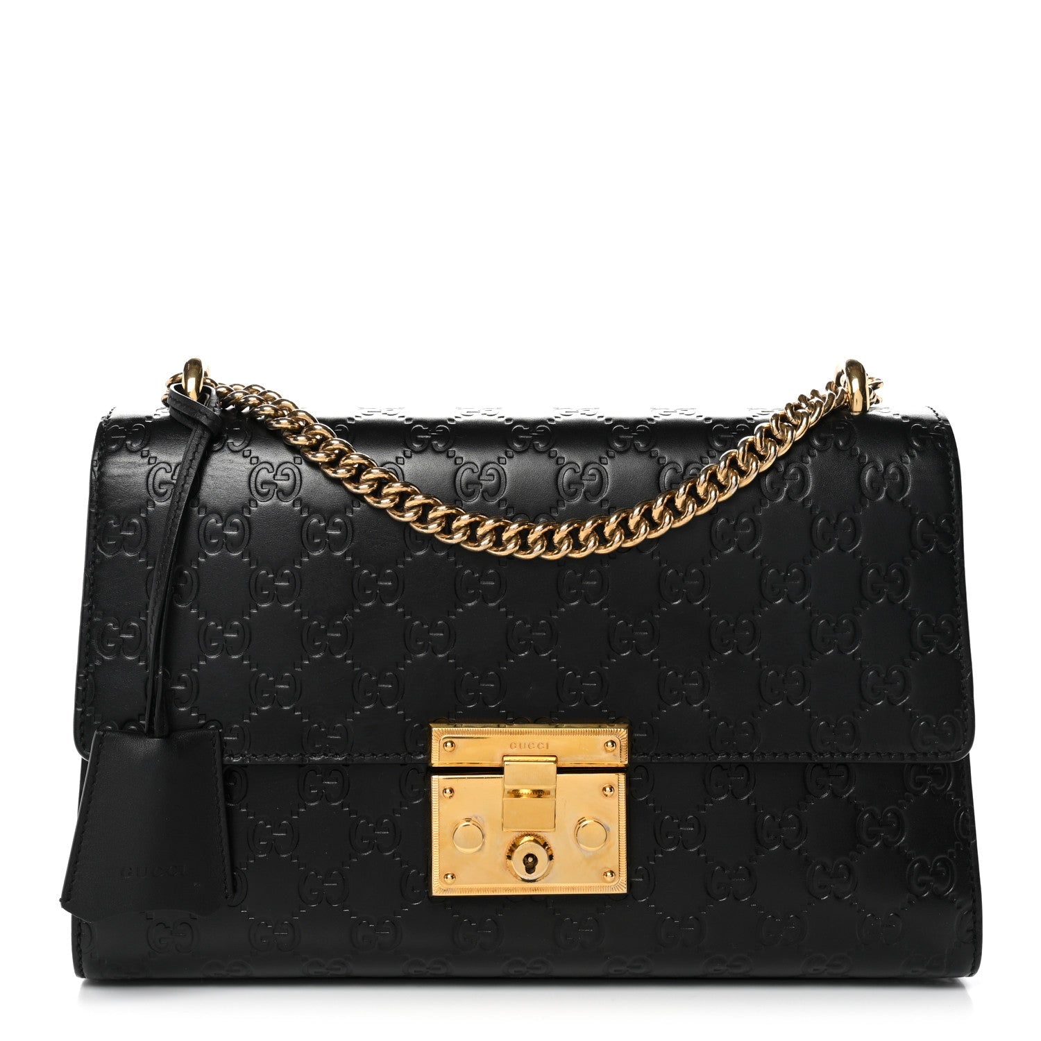 Guccissima Medium Padlock Shoulder Bag Black