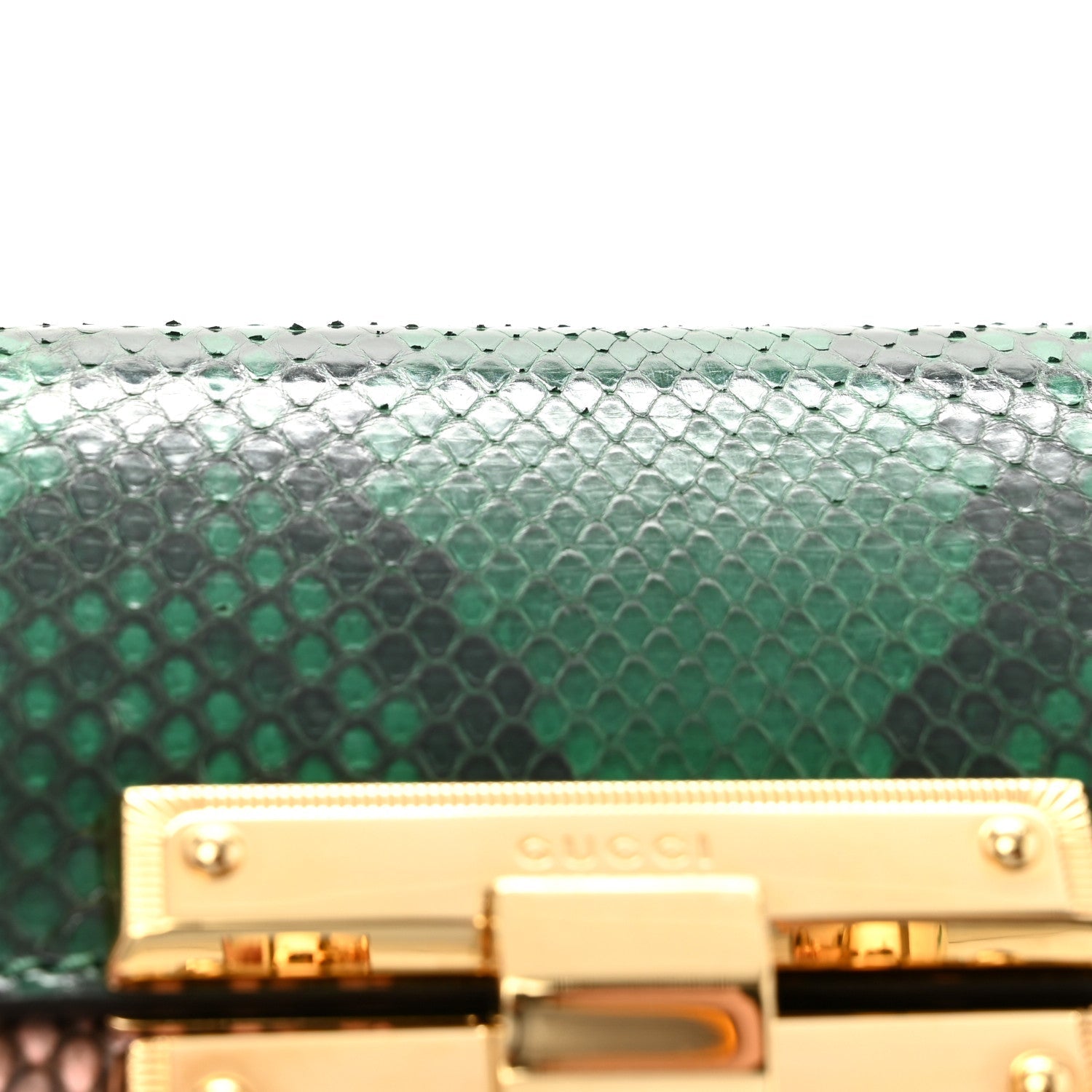 Snakeskin Small Padlock Shoulder Bag Green Pink Purple