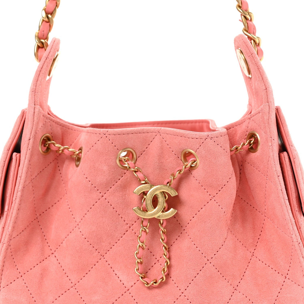 Suede Quilted Mini Chanel 25 Handbag Pink