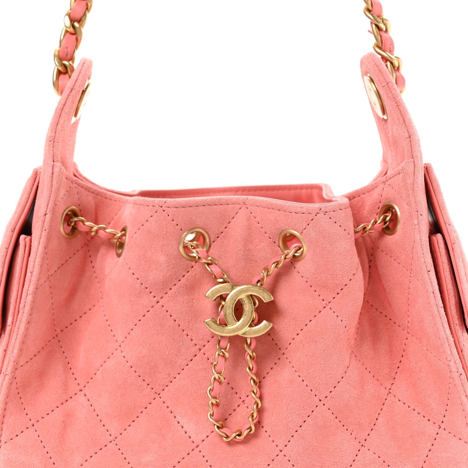 Suede Quilted Mini Chanel 25 Handbag Pink