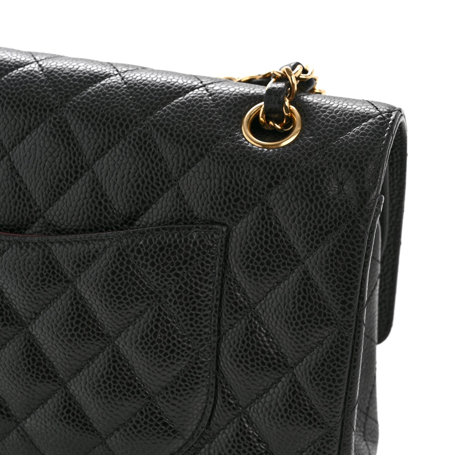 Caviar Quilted Medium Double Flap Black