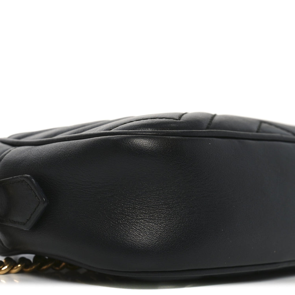 Calfskin Matelasse Mini GG Marmont Chain Shoulder Bag Black