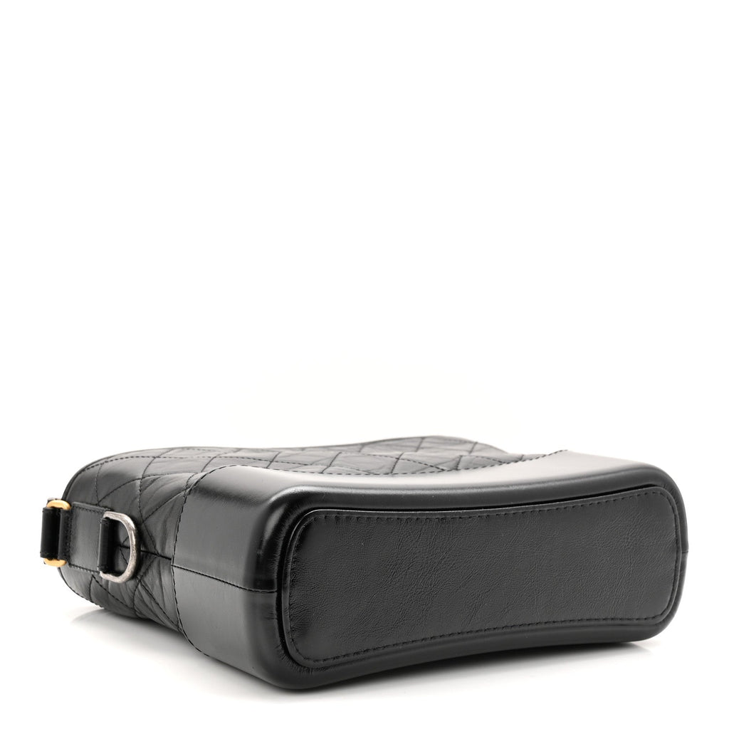 Aged Calfskin Quilted New Medium Gabrielle Hobo Black
