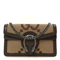 Monogram Jumbo GG Textured Dollar Calfskin Super Mini Dionysus Shoulder Bag Camel Ebony New Acero