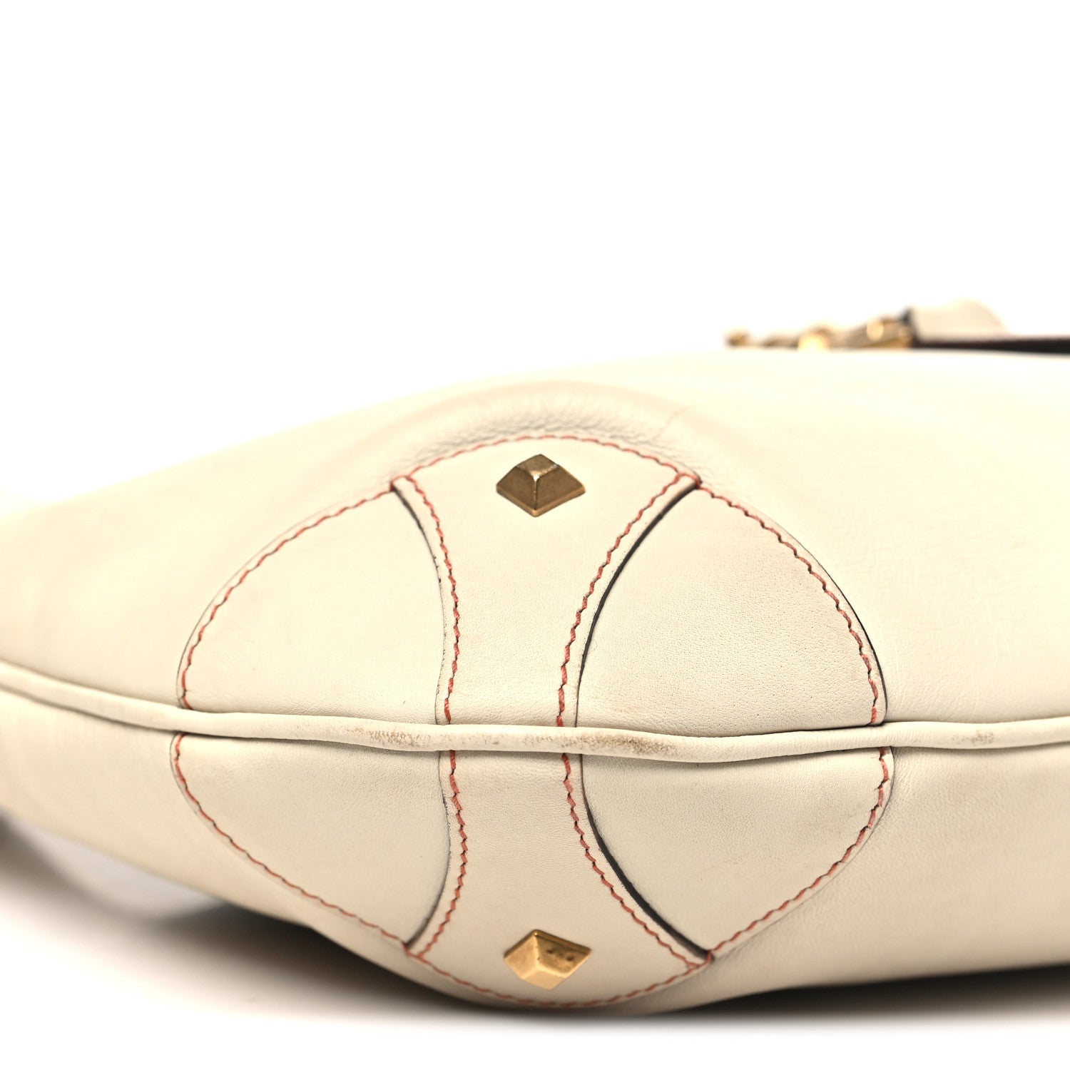 Calfskin Piston Lock Jackie O Hobo White