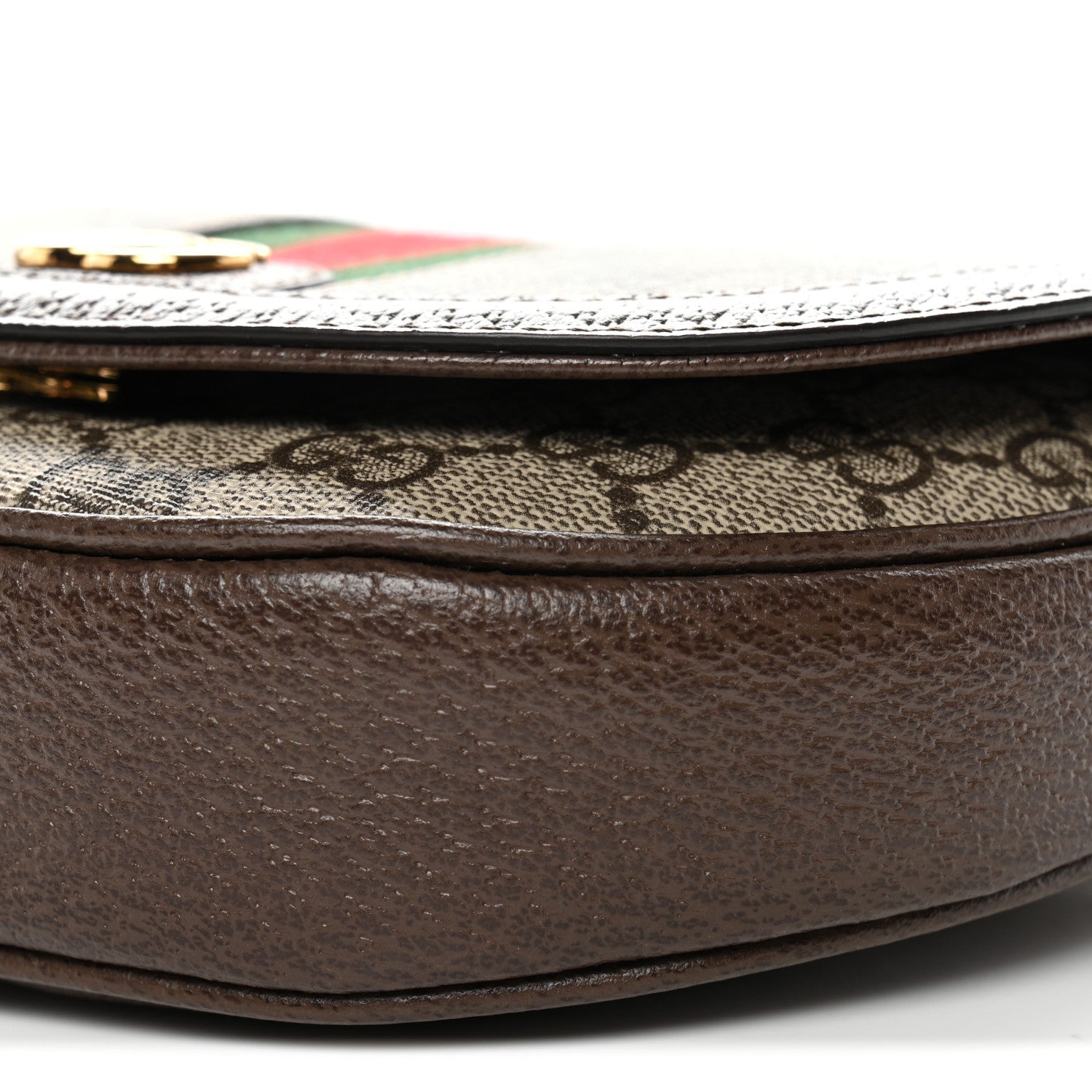 GG Supreme Monogram Textured Dollar Calfskin Web Mini Ophidia Flap Shoulder Bag Beige Ebony New Acero