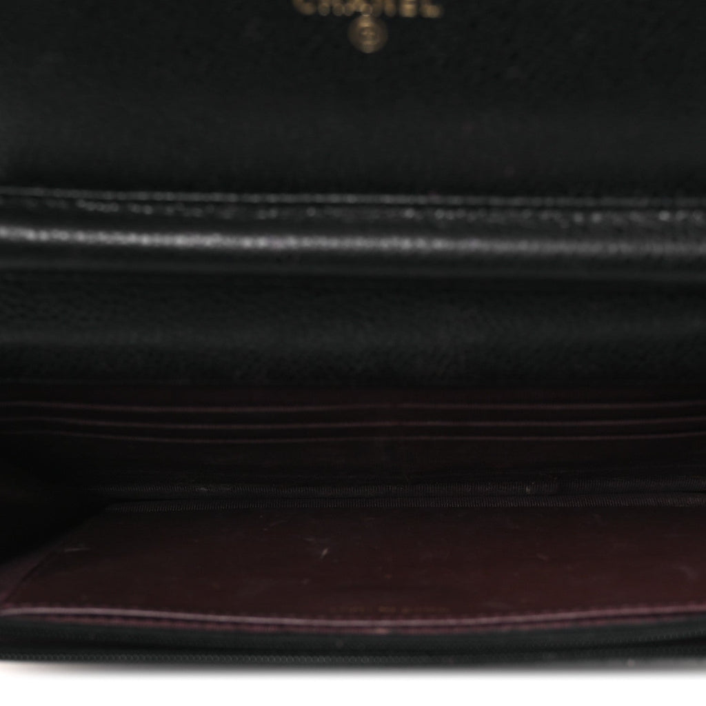 Caviar Quilted Wallet on Chain WOC Black