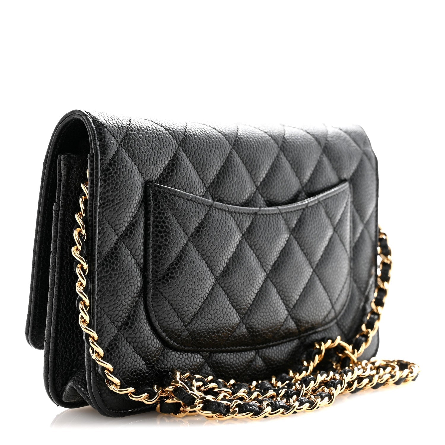 Caviar Quilted Wallet on Chain WOC Black