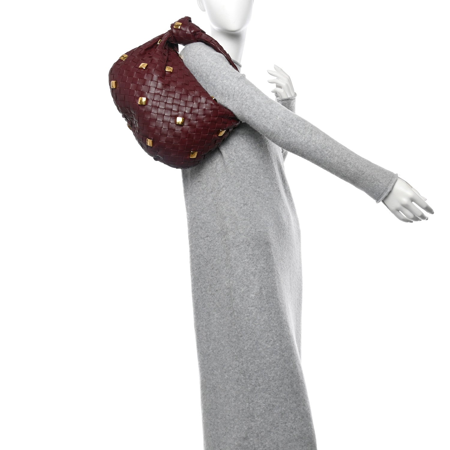 Nappa Intrecciato Studded Teen Jodie Hobo Barolo