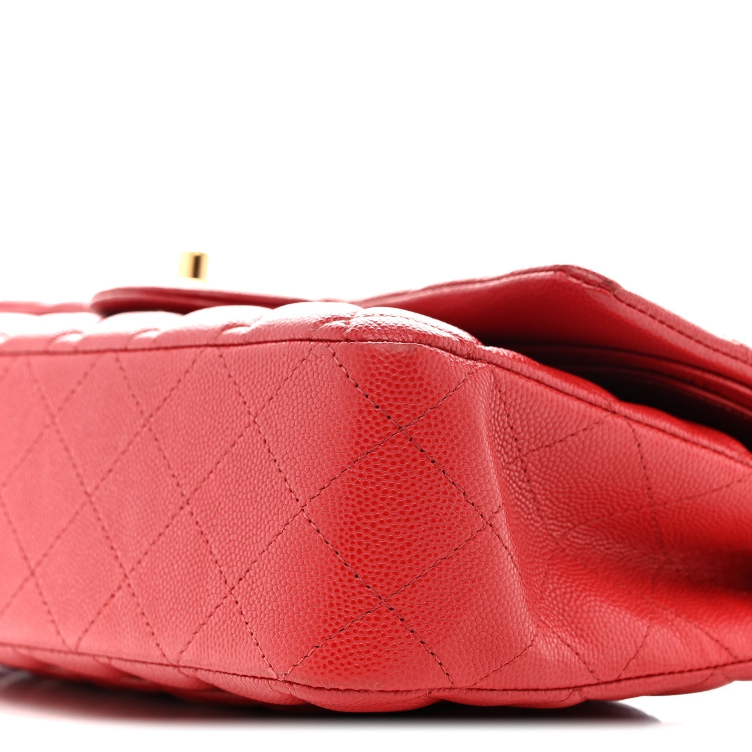 Caviar Quilted Medium Double Flap Red
