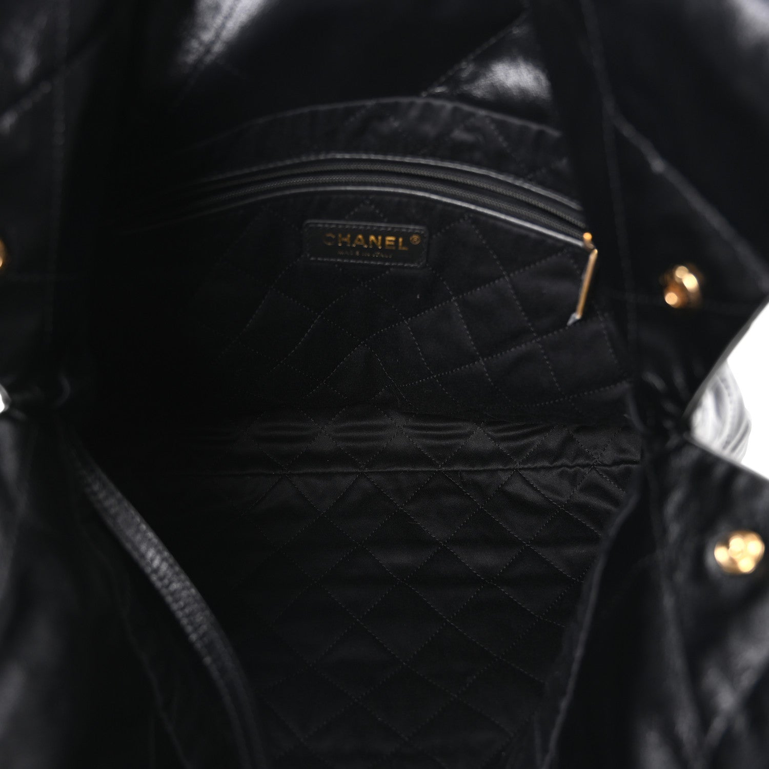 Shiny Calfskin Quilted Small Chanel 22 Black