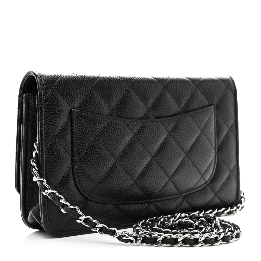 Caviar Quilted Wallet on Chain WOC Black