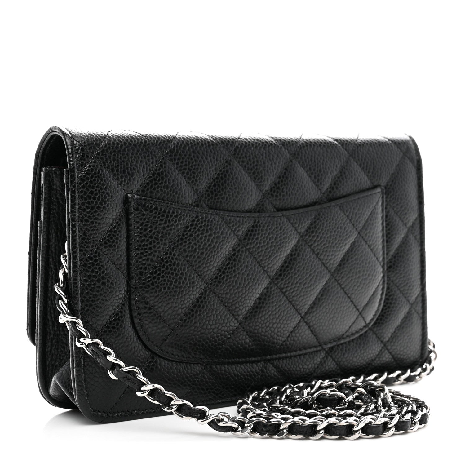 Caviar Quilted Wallet on Chain WOC Black