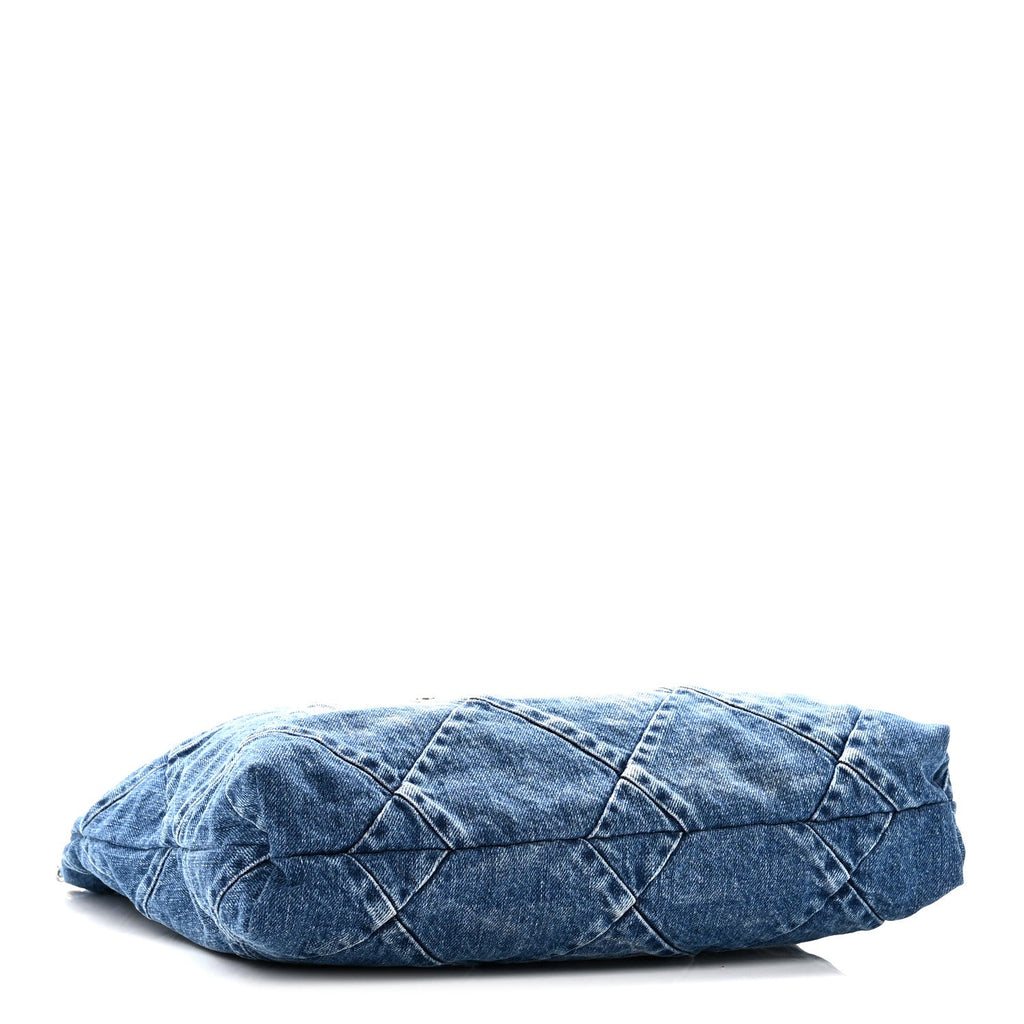 Denim Quilted Chanel 22 Blue
