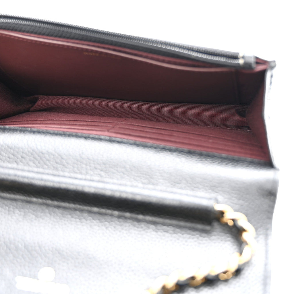 Caviar Quilted Wallet on Chain WOC Black