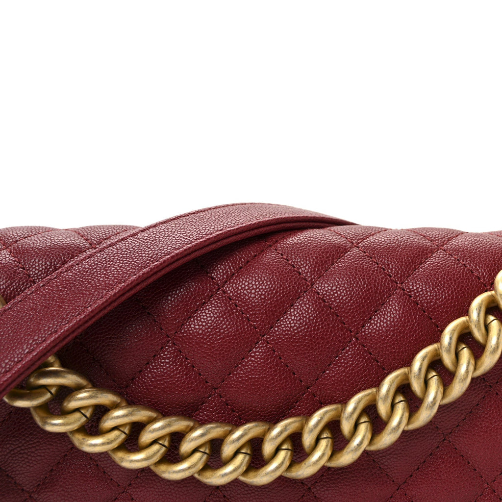 Caviar Quilted Medium Boy Flap Burgundy