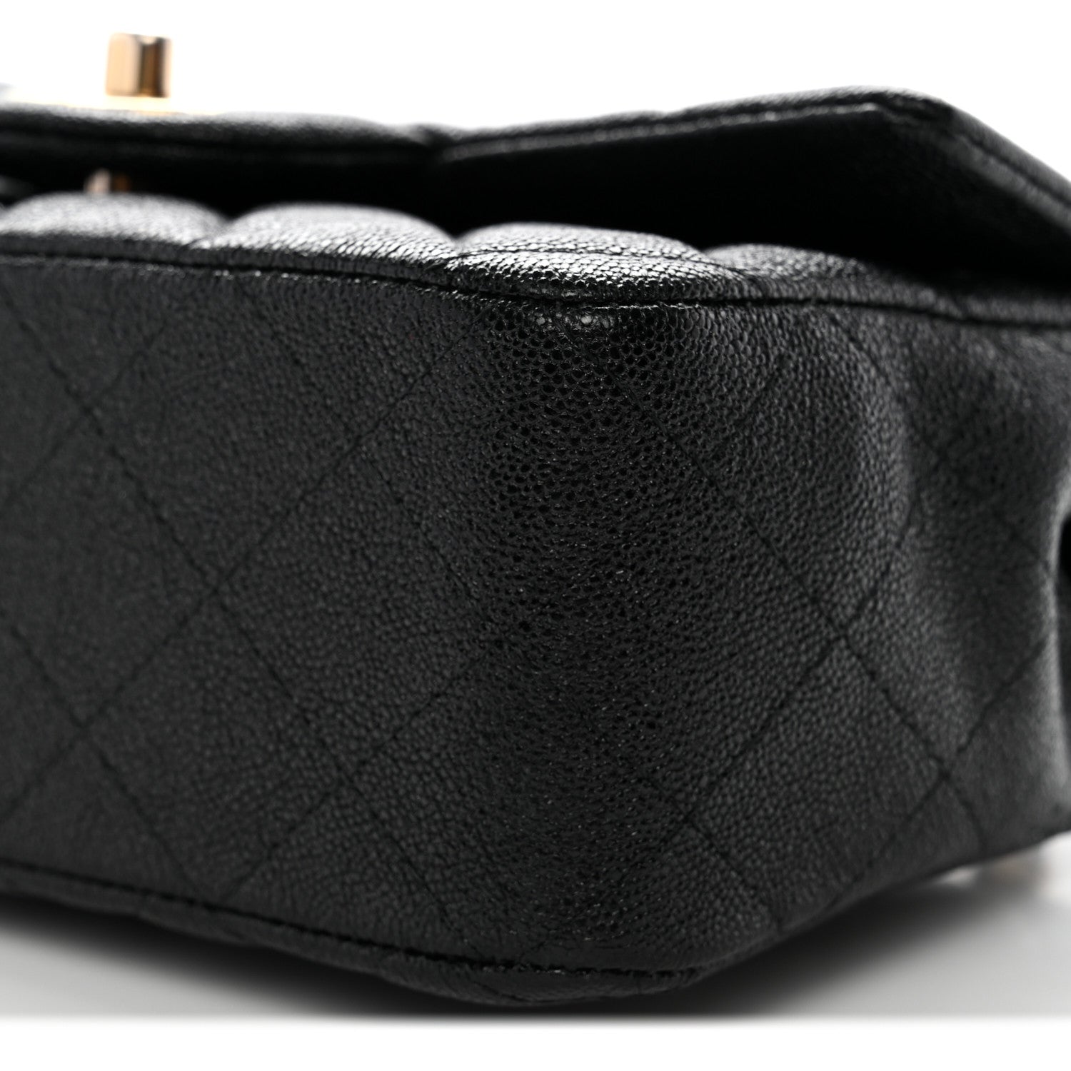 Caviar Quilted Mini Top Handle Rectangular Flap Black
