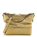 Metallic Aged Calfskin Quilted Medium Gabrielle Gold