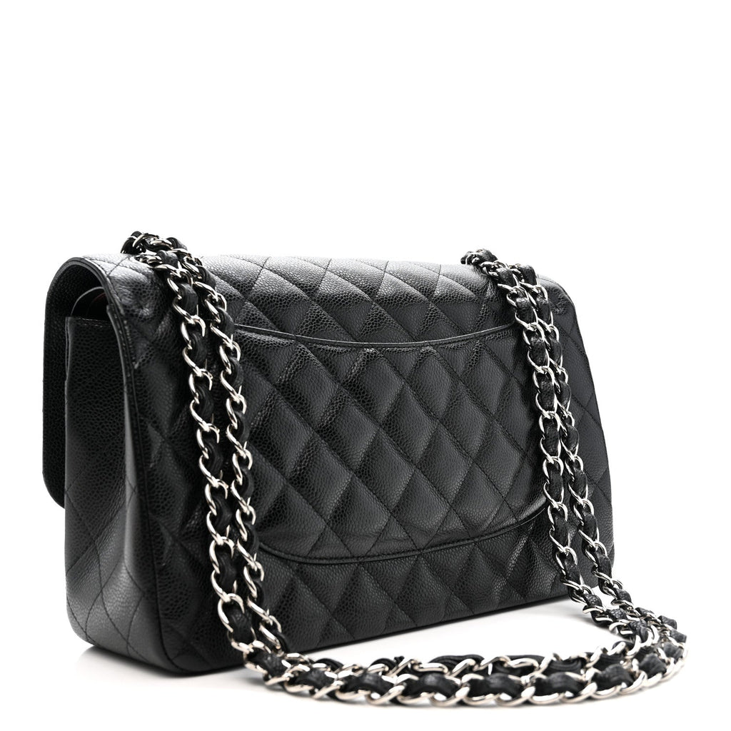 Caviar Quilted Jumbo Double Flap Black