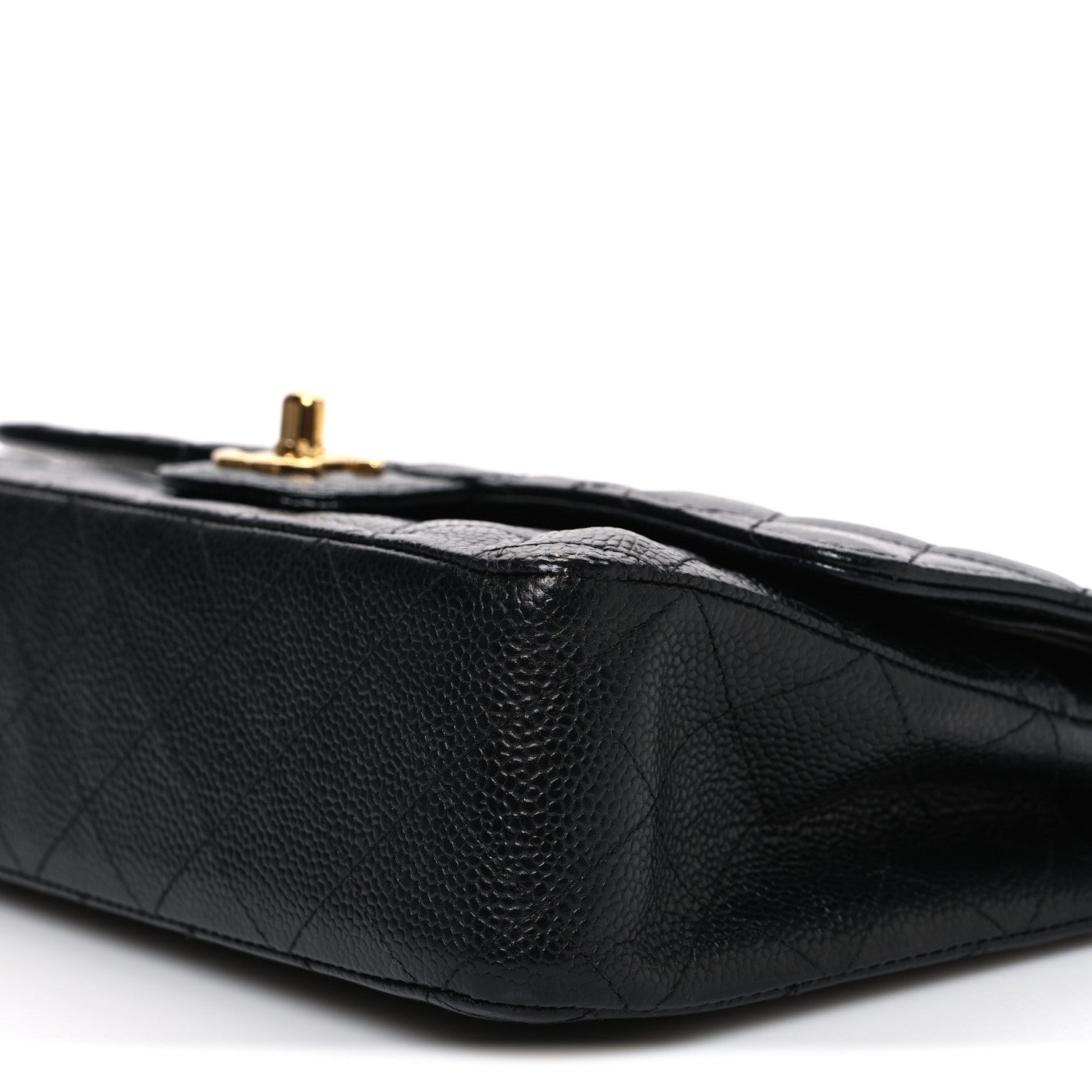 Caviar Quilted Medium Double Flap Black